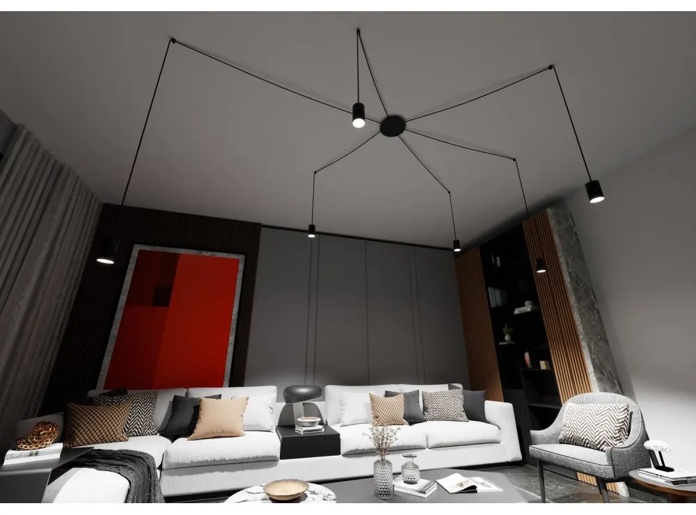 Lampadario a Sospensione in Acciaio TRAKER 6 BLACK e WHITE Colore del corpo Nero