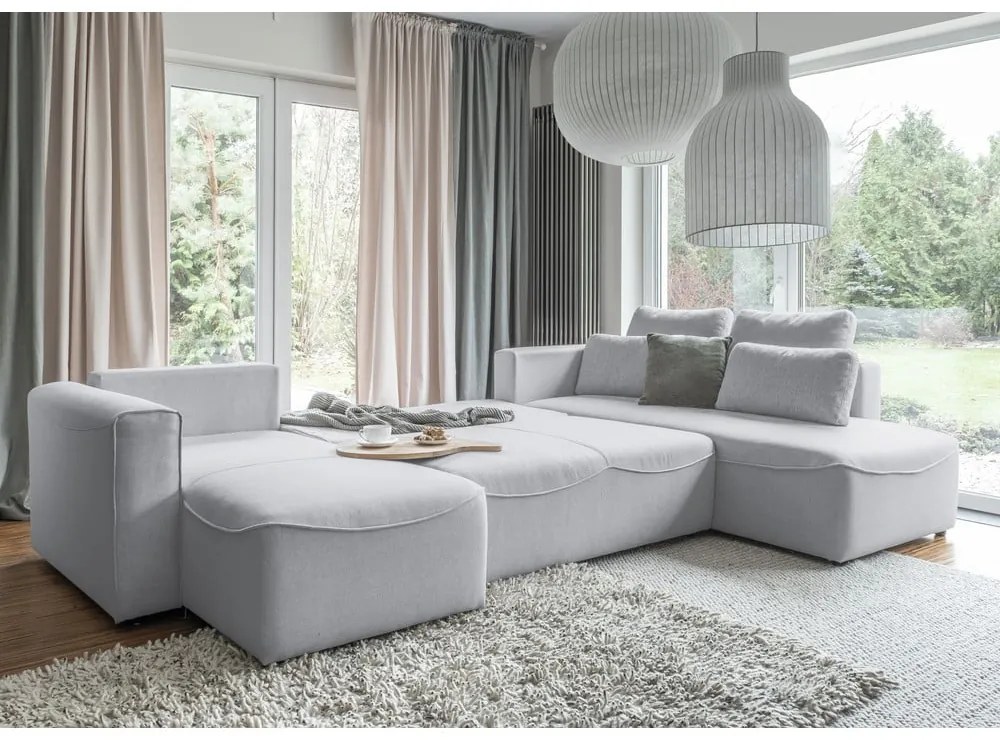Divano letto angolare grigio chiaro (a U) Homely Tommy - Miuform