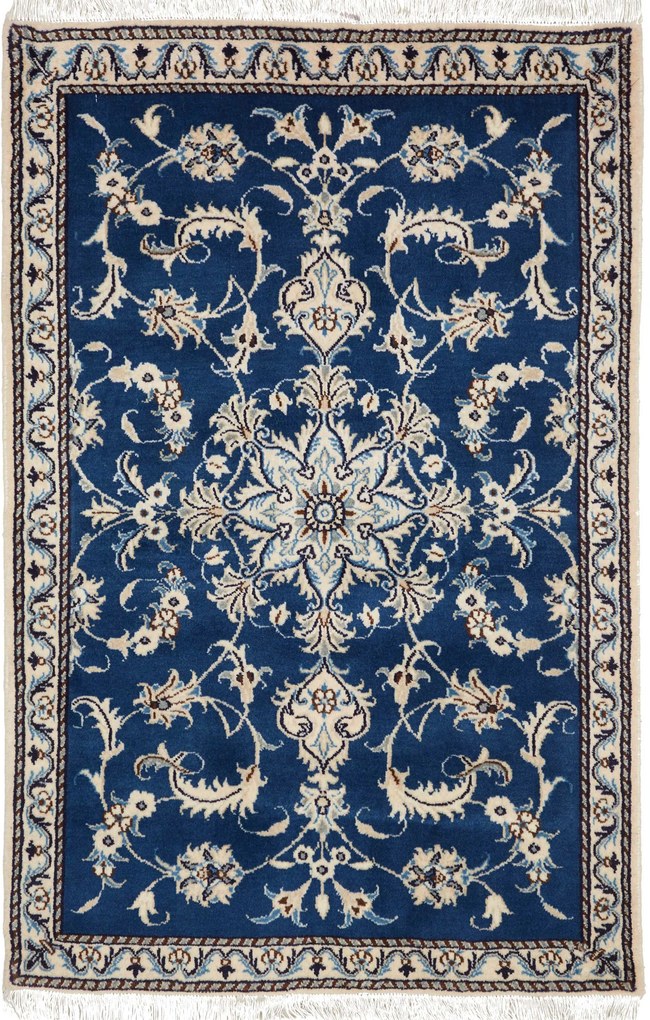 Nain Tappeto 90 x 140 Blu (Iran) Annodato A Mano