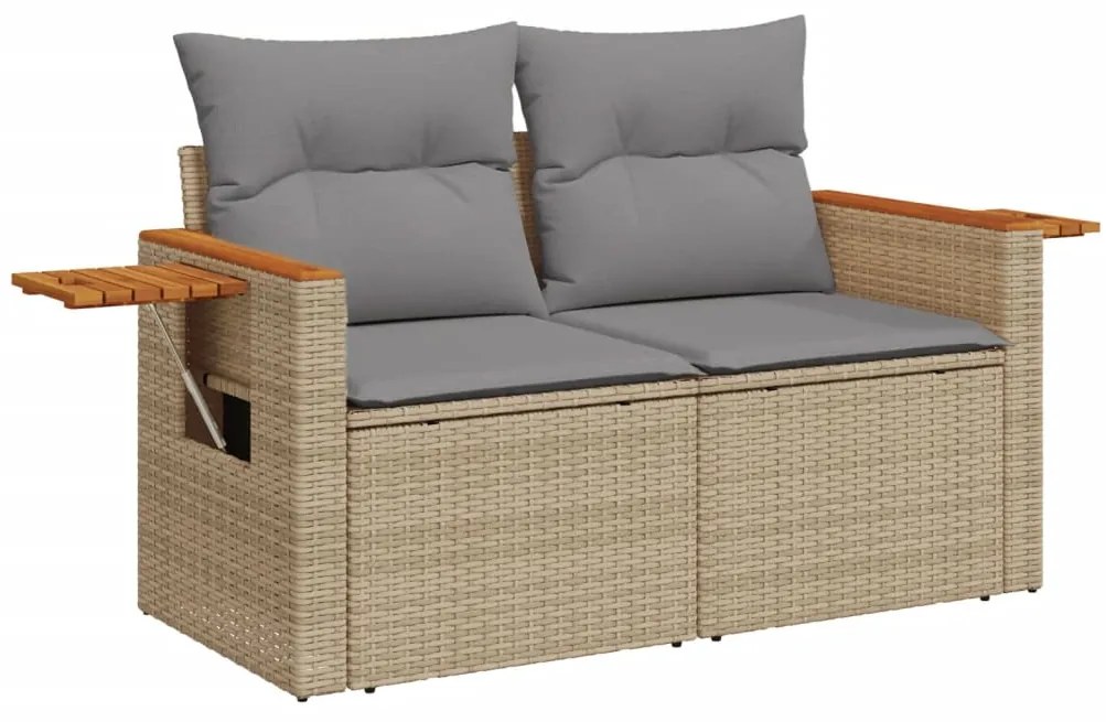 Set divano da giardino 5 pz con cuscini beige in polyrattan