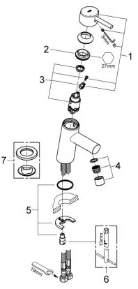 GROHE 3224010E - Miscelatore per lavabo CONCETTO DN 15 cromo lucido