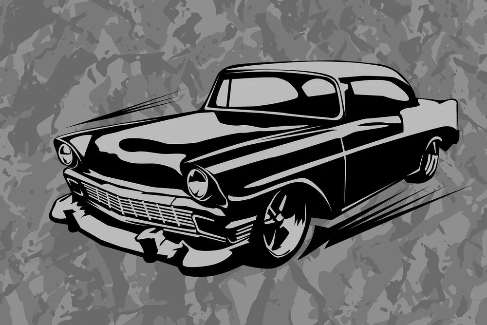 Stampa su tela – Auto d'epoca retrò in bianco e nero