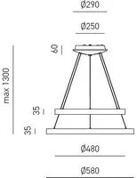 Sospensione Moderna Krizia Alluminio Oro Spazzolato 2 Moduli Led 38+50 W