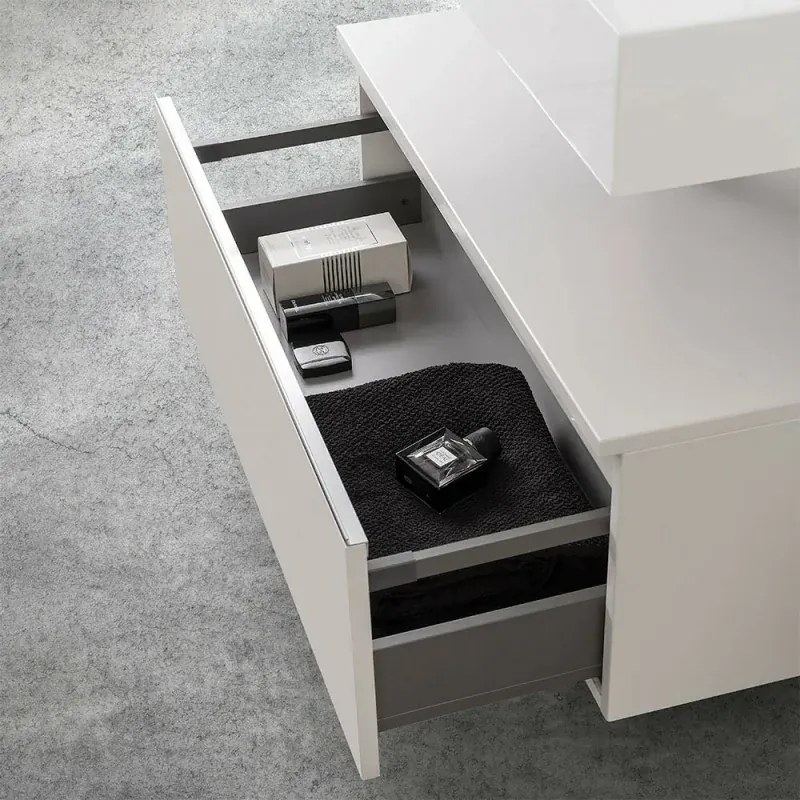 Mobile bagno 80 cm grigio perla con lavabo sospeso e specchio Iside