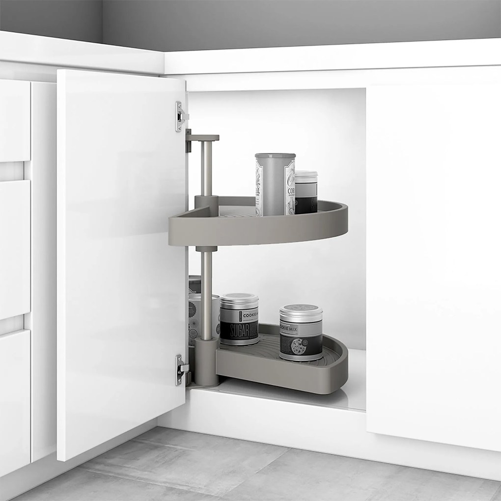 Cestello Girevole Ø65 cm per Mobile da Cucina 80 cm in Plastica Emuca Grigio...