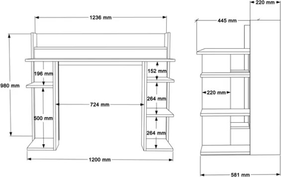 Scrivania Moderna Porta PC 120x58x98 Con Ripiani Laterali Pixel Rovere E Verde