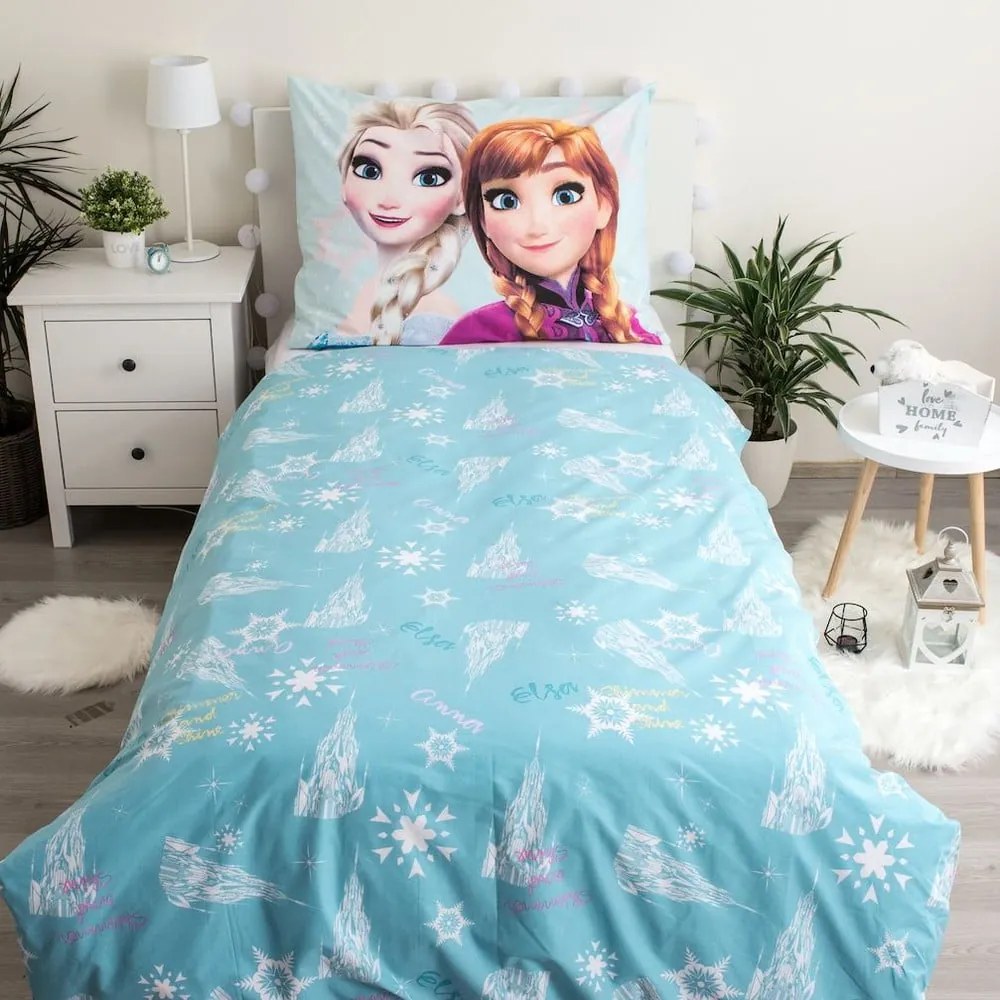 Biancheria da letto per bambini in cotone per letto singolo 140x200 cm Frozen "Light blue" – Jerry Fabrics