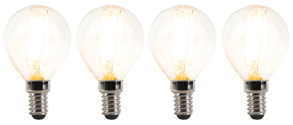 Set di 4 lampadine LED E14 dimmerabili P45 trasparente 3W 250lm 2700K
