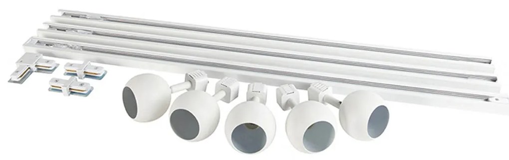 Sistema a binario moderno monofase con 5 faretti bianchi - Gissi