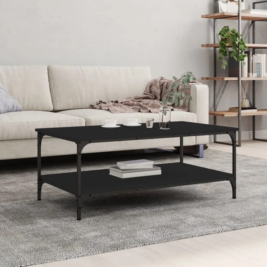 Tavolino Da Salotto Nero 100x55x40 Cm İn Legno Multistrato /