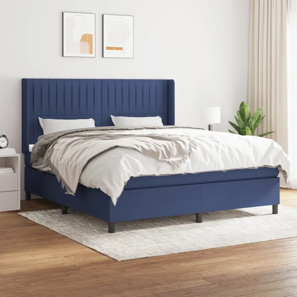Giroletto A Molle Con Materasso Blu 160x200 Cm İn Tessuto /
