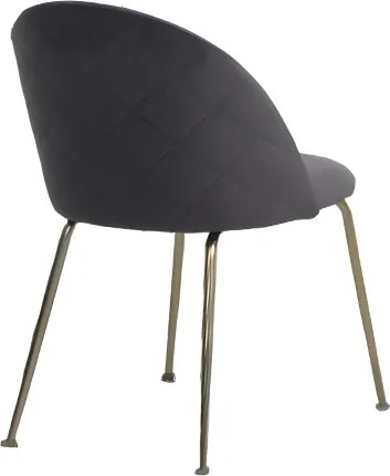 Sedia poltroncina in velluto Grigio Scuro con gambe in metallo Oro - PARIS 2 sedie