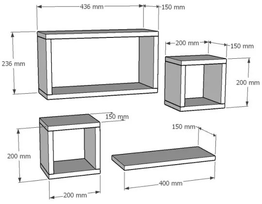 SET 4x Mensola BABI bianca