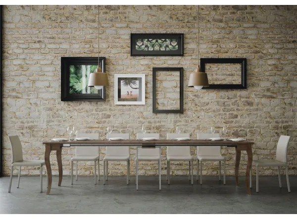 Consolle allungabile OLANDA NOCE con gambe a sciabola 90x48/308 cm