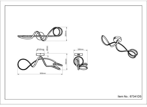 Globo 67341DS - Lampadario a plafone LED SWIRL LED/30W/230V nero