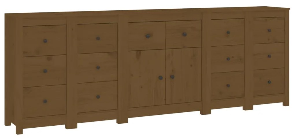 Credenza Miele 230x35x80 cm in Legno Massello di Pino