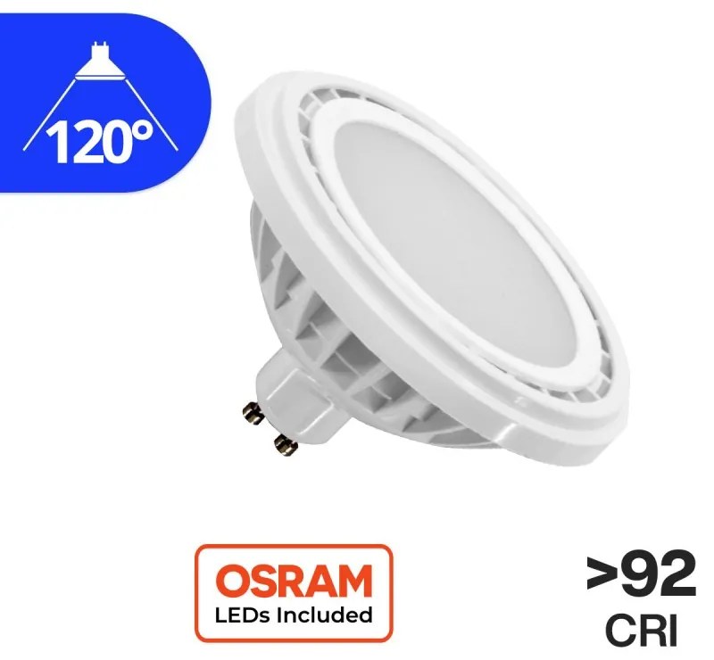 Lampada LED AR111 15W, angolo 120°, CRI92, No-Flickering - OSRAM LED Colore Bianco Caldo 3.000K