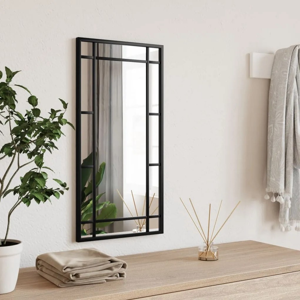 Specchio Da Parete Nero 30x60 Cm Rettangolare İn Ferro /