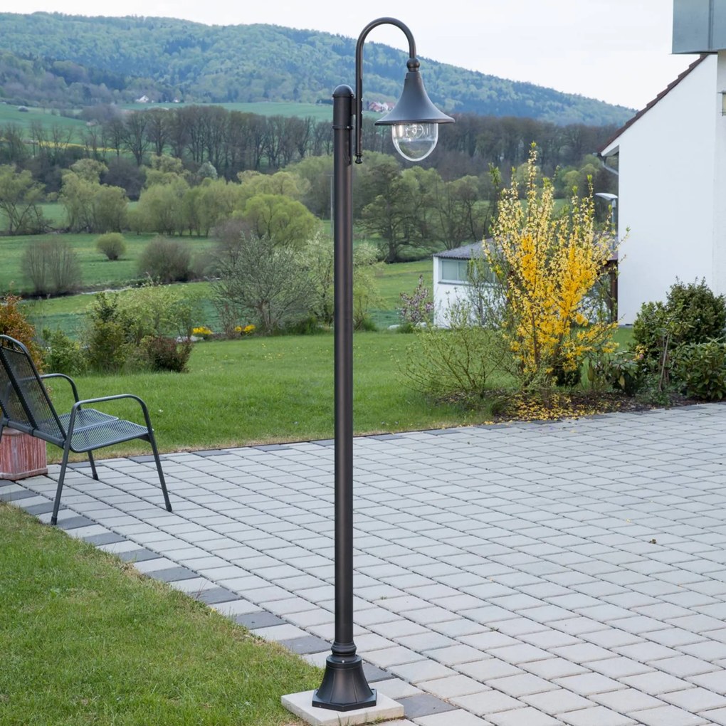 Lindby lampada da esterno Daphne, 220 cm, nero, E27, IP44 Daphne Lindby, dimmerabile, Nero, Alluminio, Moderno