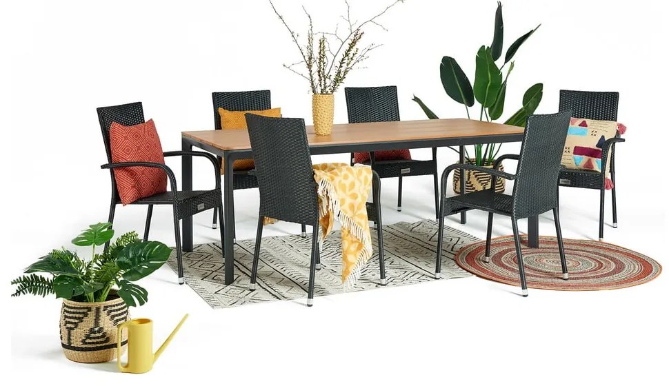 Sedia da giardino in rattan artificiale nero Paris - Bonami Essentials