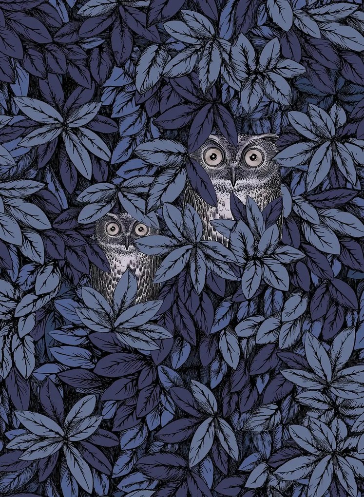 Cole & Son Tapete Foglie e Civette - Midnight