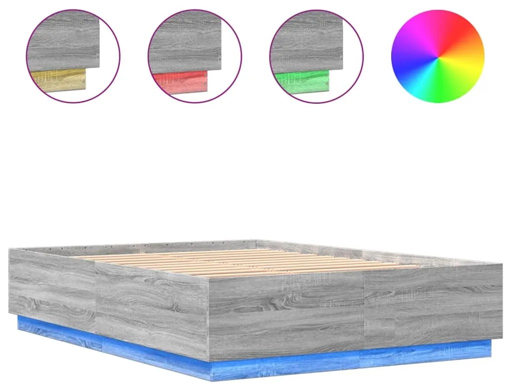 Giroletto luci led grigio sonoma 160x200 cm legno multistrato