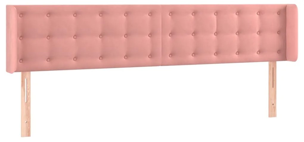 Testiera ad orecchio rosa 203x16x78/88 cm in velluto