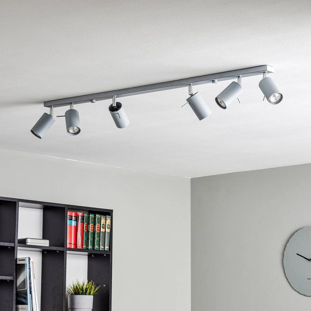 SOLLUX LIGHTING Faretto da soffitto Round, grigio, 6 luci lineari