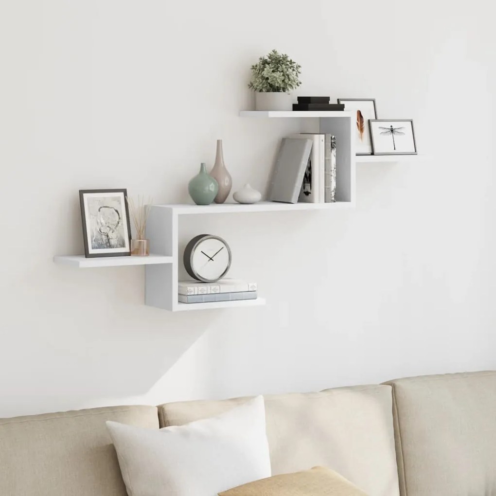 Scaffale A Parete Bianco 104x15x49 Cm İn Legno Multistrato /