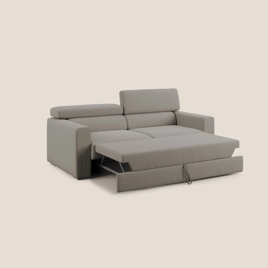 Dylan divano allungabile con pouf estraibile poggiapiedi in tessuto simil cotone impermeabile T13 tortora