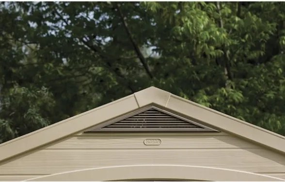 Casetta Da Giardino In Resina 256,5x182x243H Cm Factor 8x6 Beige Keter Con Mensole