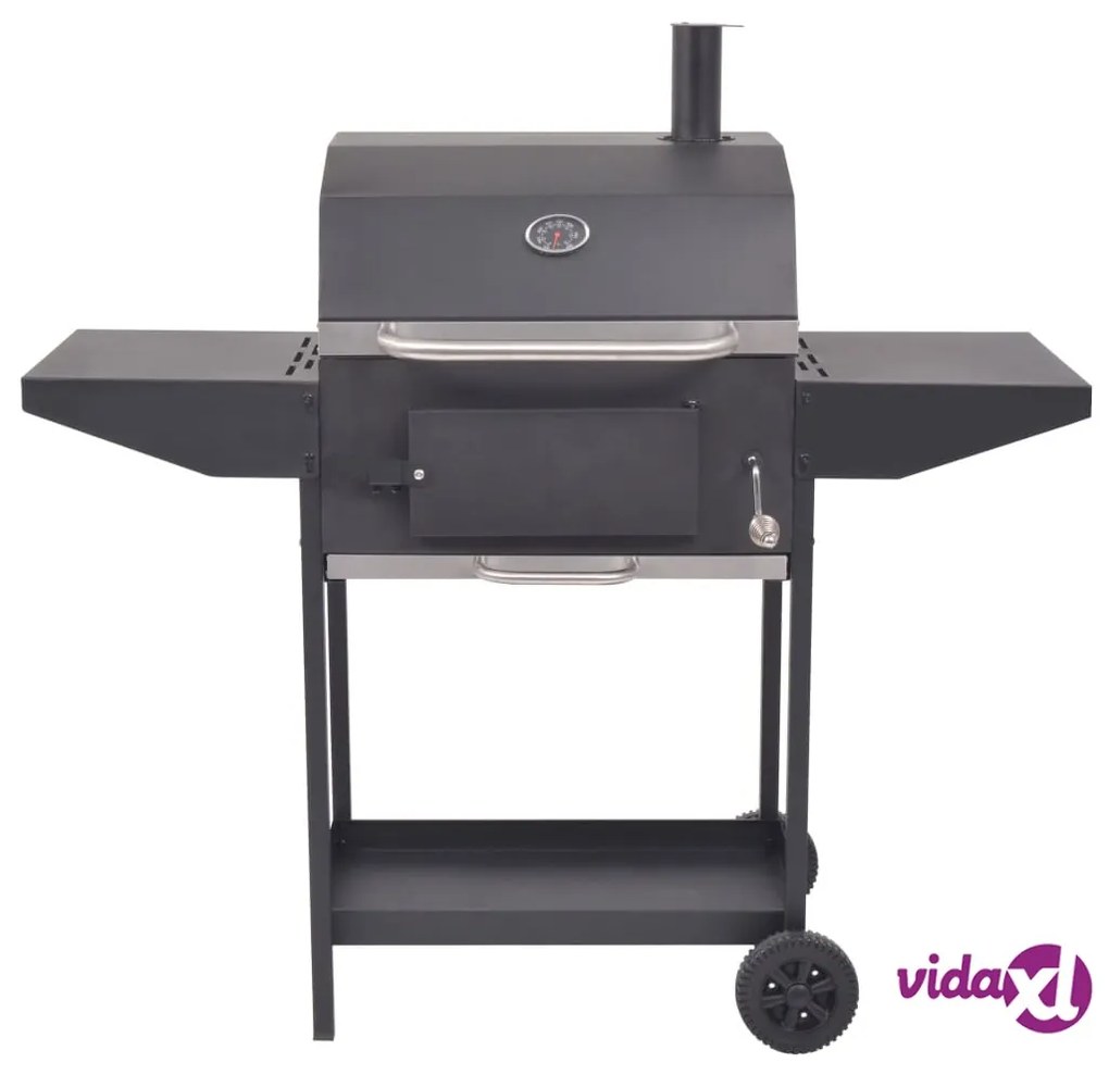 vidaXL Barbecue a Carbonella con Ripiano Inferiore Nero
