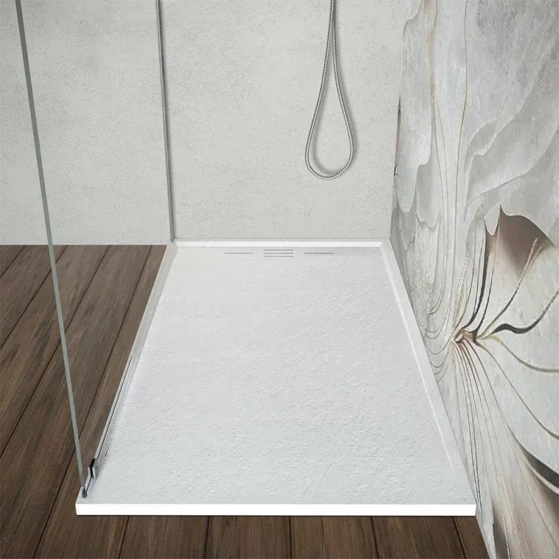 Piatto doccia 80x130 bianco pietra in resina riducibile con canalina Argo