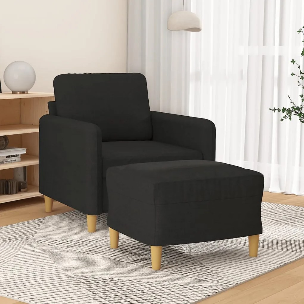 Poltrona Con Poggiapiedi Nero 60 Cm İn Tessuto /