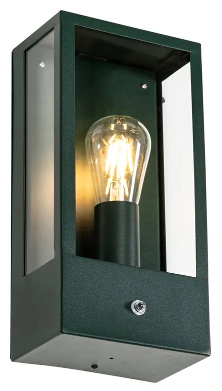 Lampada da parete per esterni verde scuro con sensore crepuscolare IP44 - Rotterdam