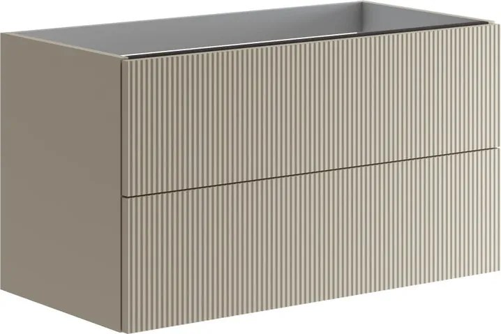 Cassettiera Opera con 2 cassetti laccato opaco sabbia L90 H50 P45,5 cm