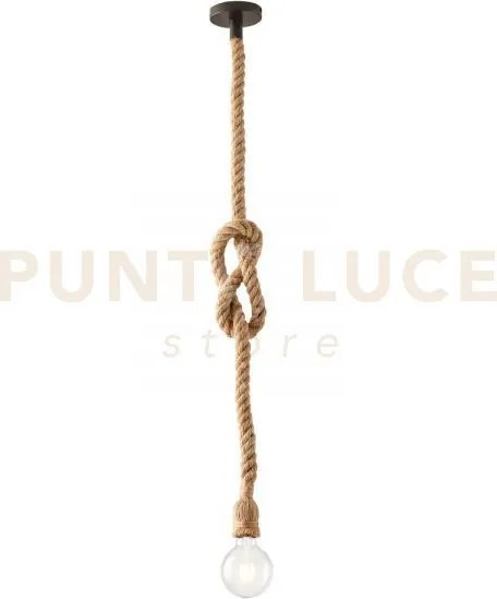 Lampadario industrial a sospensione rope canapa 1 luce attacco e27 ...