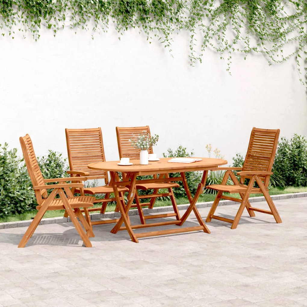 Sedie giardino reclinabili 4 pz 56x72x107 legno massello acacia