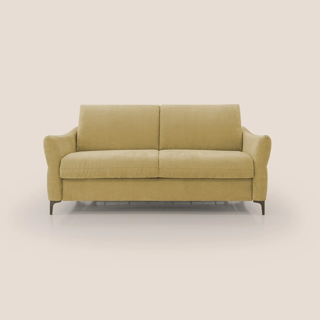 Dalia divano letto con materasso H18 cm e piedi alti in raffinato tessuto smacchiabile T17