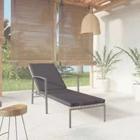 Lettino Prendisole da Giardino con Cuscino Polyrattan Grigio 317636