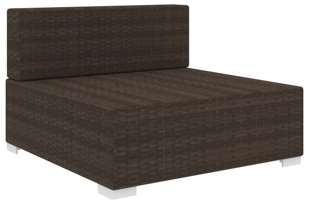 Seduta centrale modulare 1 pz con cuscini in polyrattan marrone