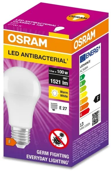 Lampadina LED Antibatterica A100 E27/13W/230V 2700K - Osram