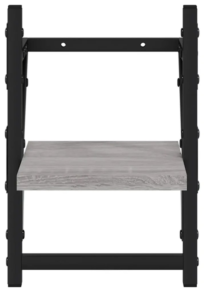 Mensole a parete con aste 2pz grigio sonoma 20x25x30 cm