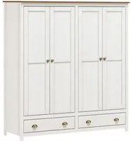 Armadio in legno bianco Shabby 4 ante 2 cassetti 176x185,5 cm