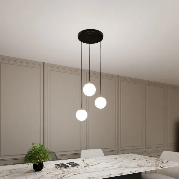 Lampadario a sospensione con filo ROYAL 3xE14/10W/230V diametro 30 cm nero