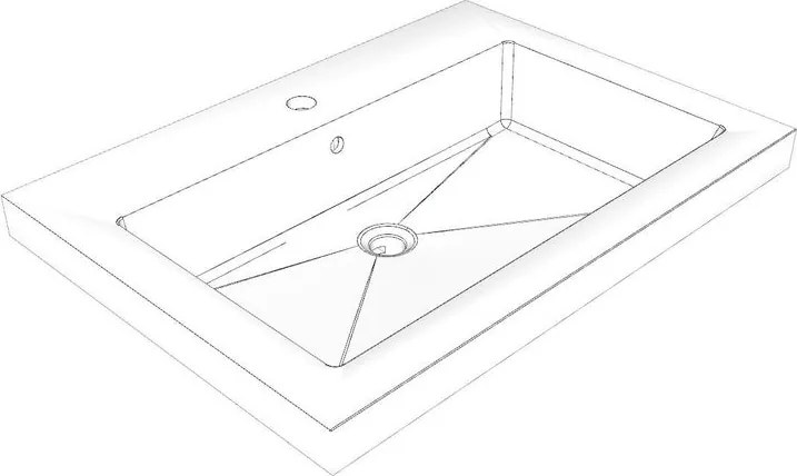 Lavabo da appoggio rettangolare in resina L 71 x H 5 x P 51 cm bianco