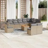 Set Divano da Giardino 11 pz con Cuscini Beige Misto Polyrattan 3256507