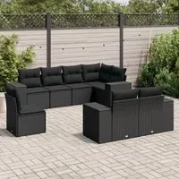 Set Divani da Giardino con Cuscini 8 pz Nero in Polyrattan 3255172