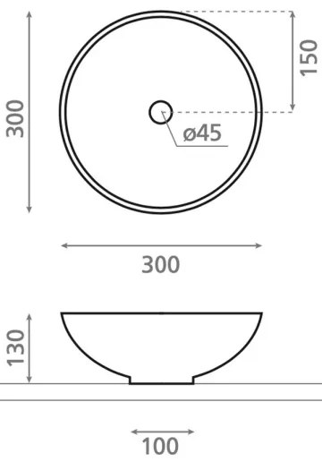 Bathco 4914 - Lavabo da appoggio DAKAR Ø 30 cm in porcellana, bianco