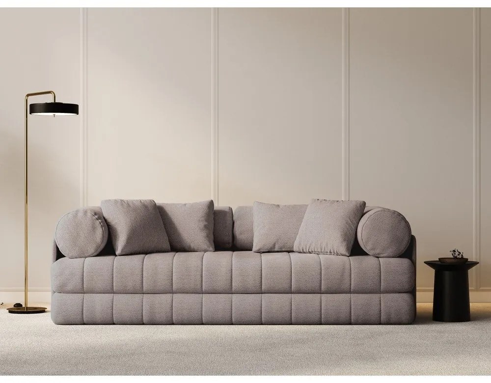 Divano greige allungabile con rivestimento in bouclé 206 cm Kemi – Cosmopolitan Design